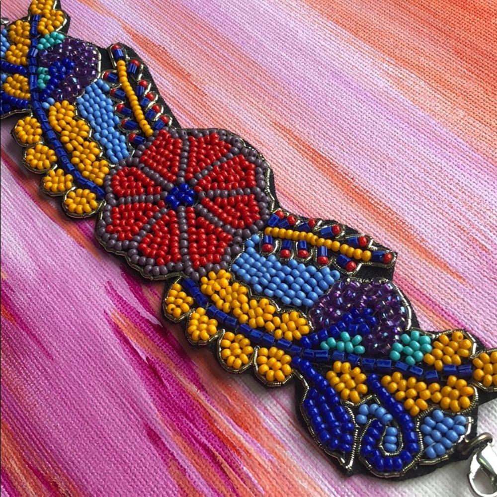 NWOT Hand Beaded Cuff Bracelet 🌈☀️
